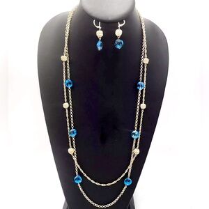 Modern Monet Women’s Social Silver Double Sliver Chain Necklace and Earrings